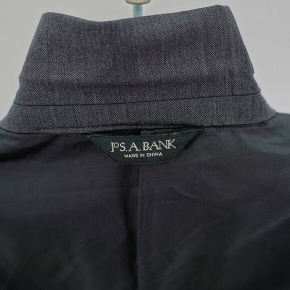 Jos A Bank Wool Blazer 44L Gray Herringbone 2 Button Tagged 46L - Picture 12 of 12